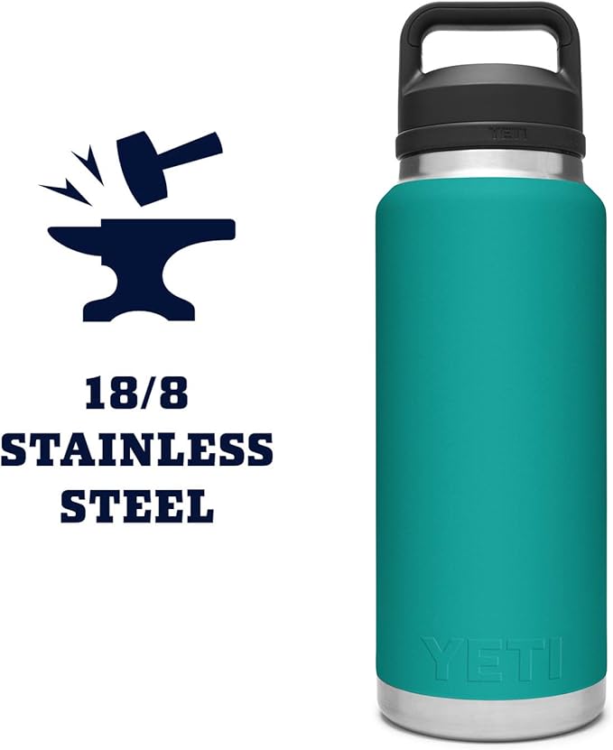 YETI Rambler 36 oz Bottle, Vacuum Insulated, Stainless Steel with Chug Cap, Aquifer Blue