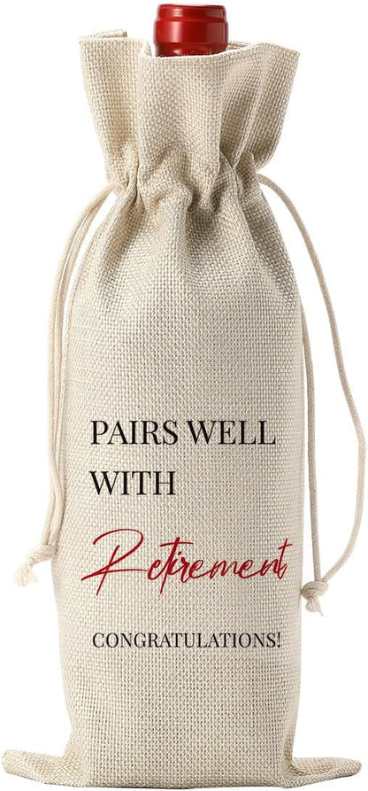 YUANHAO 1Pcs Retirement Gifts for Woman Men Wine Bag Retirement Wine Gift Bag Happy Retirement Party Decorations Retired Gifts Leaving Gifts for Coworkers Boss Pairs Well With Retirement Wine Bag