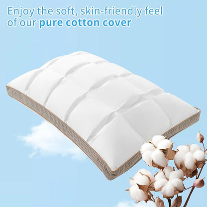 YOUR MOON Soft Pillow Standard for Sleeping, Super Soft Support Down Alternative Pillow 2 Pack, 100% Cotton Shell Luxury Comfy Fluffy Bed Pillows for Sleep(White)