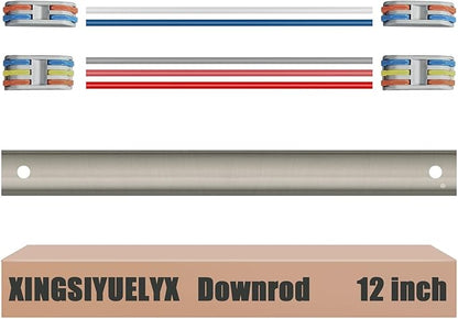 12" Ceiling Fan Downrod, 【1 Outside Diameter】 Brushed Nickel Extended Downrod, including 4 Wire Connectors and 5 Extension Wires (No Threads)