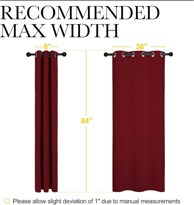 NICETOWN Home Decorations Thermal Insulated Solid Grommet Top Blackout Living Room Curtains/Drapes for Christmas & Thanksgiving Gift (1 Pair, 42 x 84 inches, Burgundy Red)