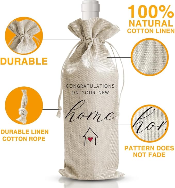 New Home Gifts for Home Housewarming Wine Gift Bags New Home Wine Bag for Friends Congratulations On Your New Home Glossy Client Gift from Realtors First New Home House Homeowner Gift