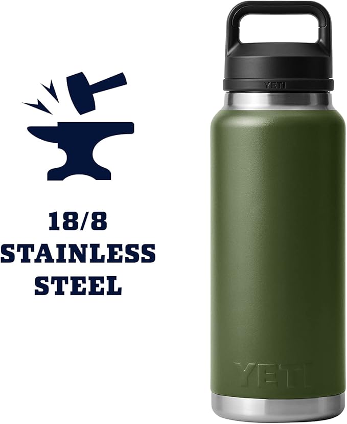 YETI Rambler 36 oz Bottle Retired Color, Vacuum Insulated, Stainless Steel with Chug Cap, Highlands Olive