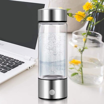 EKDJKK Portable Hydrogen Water Generator Bottle with PEM and SPE Technology, Up to 1300 PPB, Hydrogen Water Bottle, Hydrogen Water Ionizer Machine Ionizer Health Cup for Home Travel (Silver)