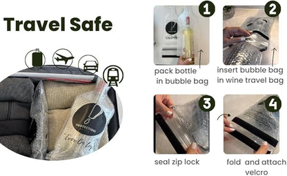 [TRIPLE PROTECTION] 6 Set (12 pcs) Reusable Wine Bottle Travel Protector Bags - Unbreakable Wine Bags for Travel, Wine Protector bags for Travel Double Layer Wine Bubble Bag for Travel