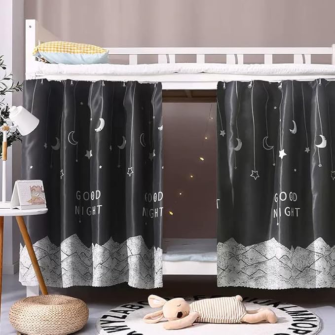 SIQITECHNO 2 Pieces Upper/Bottom Bunk Bed Curtains Dorm Home Blackout Privacy Bed Cloth Curtain Shading Breathable Dustproof Bed Canopy with Rope and Buckles for Kids Teen Loft Bed Single Sleeper