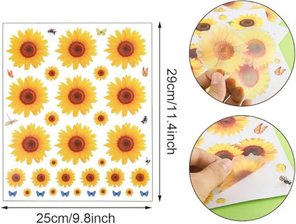 135 Pcs Sunflower Wall Sticker, Removable Sunflower Stickers Waterproof 3D Sunflower Wall Decor Stickers for Kids Mothers Day Decorations Bathroom Kitchen Decor Decals