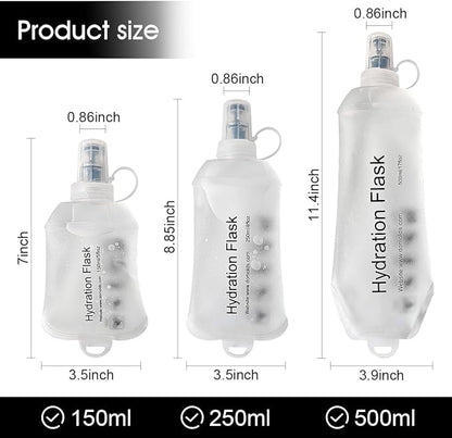 150ml Soft Flask, TPU Collapsible Soft Water Bottle for Hydration Pack, Running Vest, Folding Water Bottle for Hiking Cycling Climbing-1Pcs, White