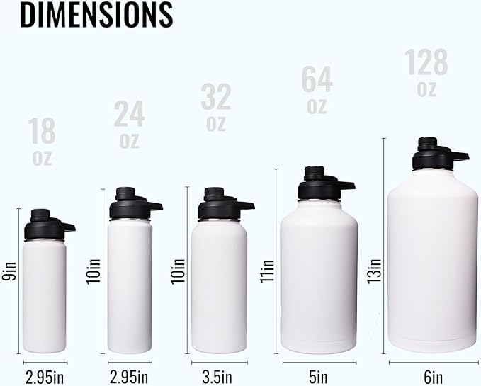 18oz Insulated Water Bottle with Handle, Stainless Steel Water Bottles with Wide Mouth, Double Wall Vacuum Sports Water Bottle, BPA Free, Keep Cold and Hot, White