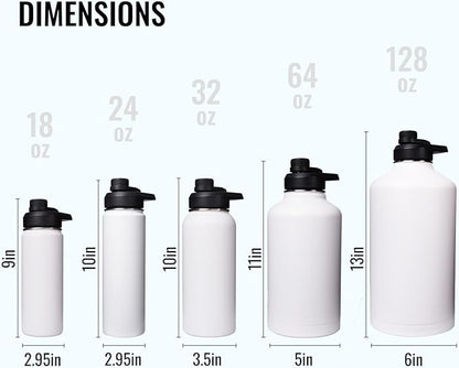 18oz Insulated Water Bottle with Handle, Stainless Steel Water Bottles with Wide Mouth, Double Wall Vacuum Sports Water Bottle, BPA Free, Keep Cold and Hot, White