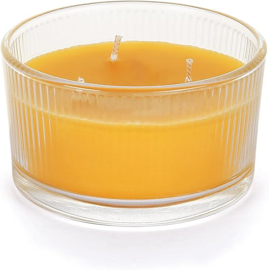 3-Wick Beeswax Candle in Glass, Elegant and Natural Home Lighting,Unscented Beeswax-Raw, 4.7oz