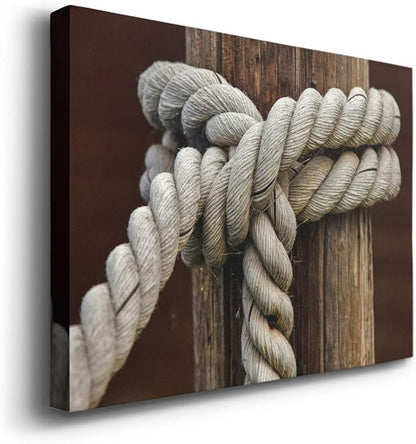 Renditions Gallery Canvas Nautical Wall Art Home Paintings & Prints Rope Closeup Knot Modern Vibrant Maritime Sailor Canvas Artwork Decorations for Bedroom Office Kitchen - 32"x48" LT33