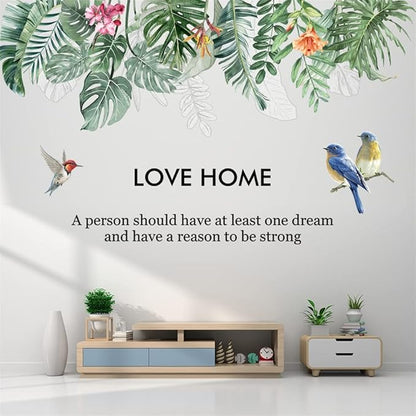 Palm Leaf Wall Stickers Hanging Vines Green Plants Wall Stickers, Removable Peel and Stick for Kitchen Living Room Bedro om Home Decoration