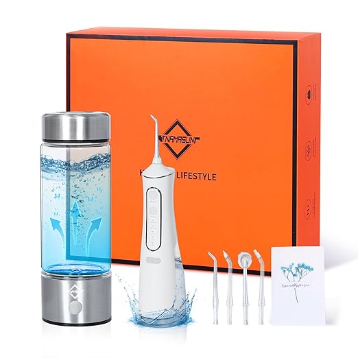 2024 Hydrogen Water Bottle with Water Dental Flosser Gift Box,Portable H2 Water Bottle,Oral Irrigator,for Home/Office/Travel/Daily use,Ideal Gift for Birthday,Holiday,Thanksgiving