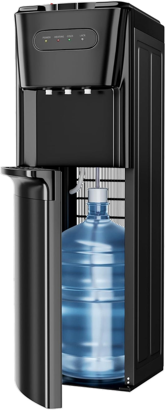 Bottom Loading Water Cooler Dispenser for 3 5 Gallon Bottles, 3 Temperatures with Cold, Room & Hot Spouts, Home, Office, Living Room, Child Safety Lock, Removable Drip.