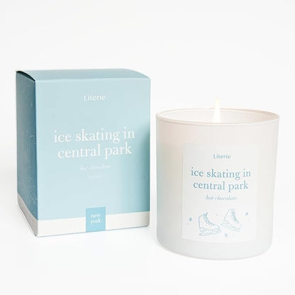 NYC Inspired Scented Candle: Ice Skating in Central Park - Hot Chocolate Scent, 9oz, 50 Hour Burn, Vegan Soy & Coconut Blend Candle for Home Decor, Gift for Women & Men