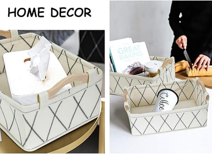 Storage Baskets for Organizing Toys Small Basket White Basket Felt Fabric Basket Bins for Home Office Closet Bathroom Bedroom Playroom Decorative Bin