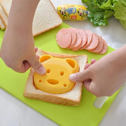 41 Pieces Wooden Kids Kitchen Knife Set and Sandwich Cutter for Kids Gloves Cutting Board Fruit Vegetable Crinkle Cutters Sandwich Cutter, Mickey Shapes Mold