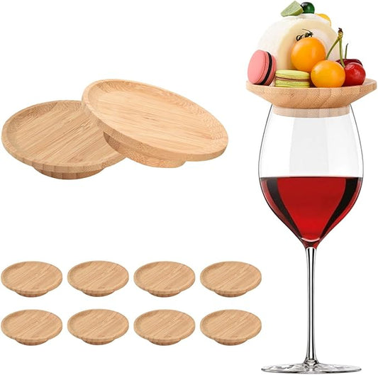 10 Pcs Wine Glass Charcuterie Topper, Wine Glass Topper Coasters Plate, Wine Glass Charcuterie Board Topper for Family Gatherings, Restaurants, Bars