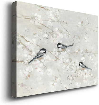 Renditions Gallery Canvas Nature Wall Art Home Paintings & Prints Elegant Little Birds Glam Romantic Abstract Modern Botanical Artwork Decor for Bedroom Office Kitchen - 12"x18" LT33