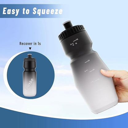 2 Pack Squeeze Water Bottles, 24oz Cycling Water Bottle, 720ml Bike Water Bottles BPA Free for cycling, Running, Hiking etc