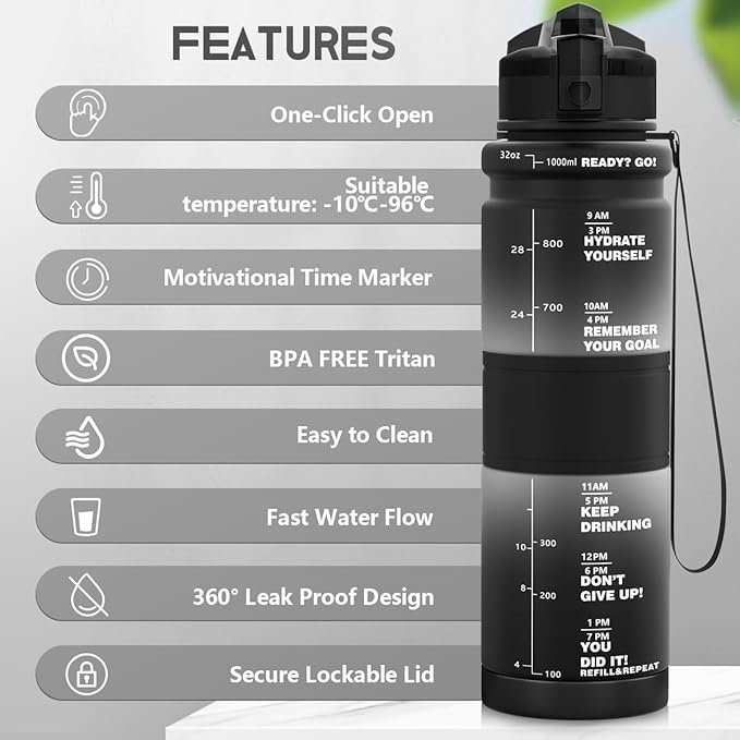 ZORRI 14/17/ 24/32 OZ Water Bottles, BPA Free Tritan Lightweight Leak Proof Sport Bottle with Brush, Lock Feature, Track Marker, and Flip Lid for Kids School, Fitness, Office, Sports & Outdoors