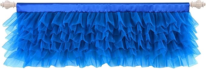 Besutolife Blue Tulle Valances Curtain Ruffle Window Valance for Baby Boy Nursery Room Home Event Designs Window Decorations