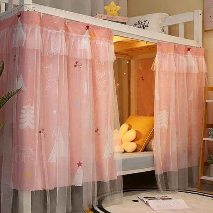 Students Dorm Bunk Bed Curtain Home Privacy Bed Shading Curtain Net Bed Cloth Dustproof Blackout Bed Canopy Bedding Curtain Students Dormitory Tent Lightproof Cloth Bedding Canopy Spread Curtain