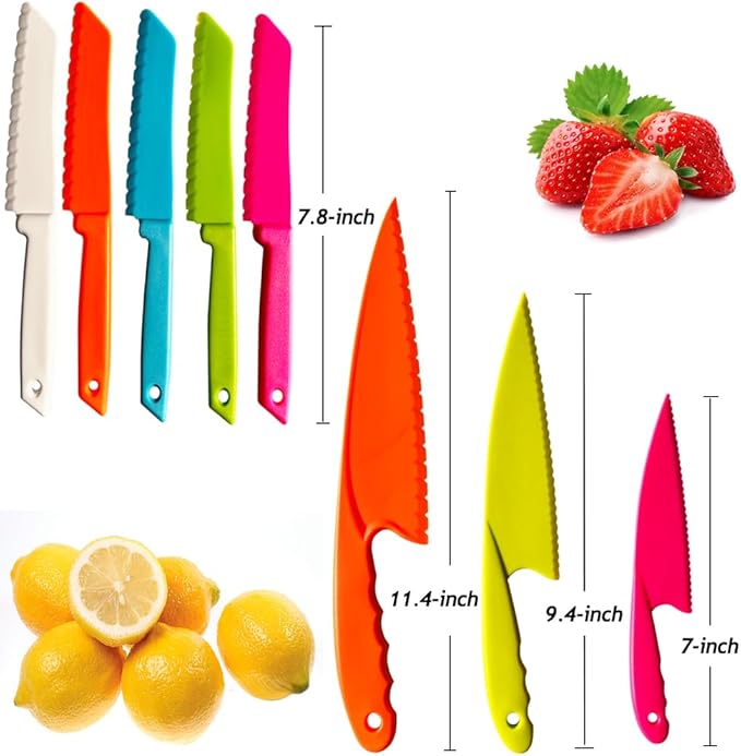 Toddler Knife Set Kids Kitchen Tools Knife Set for Real Cooking Chef Knives for Fruit, Bread, Cake, Salad for Toddler Birthday Gift