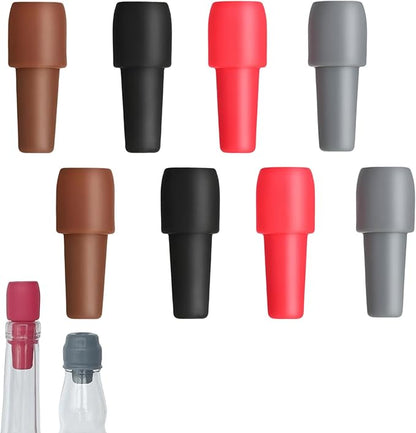 Sealed silicone bottle stoppers, reusable wine stoppers, champagne stoppers, beer stoppers, beverage stoppers, suitable for home kitchen bars (8pack)