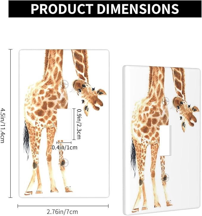 Wild Animal Watercolor Giraffe Light Switch Cover Decorative Single Toggle Plastic Wall Plate Outlet Cover for Women Girls Bedroom Kitchen Living Room Decor 4.5 * 2.76