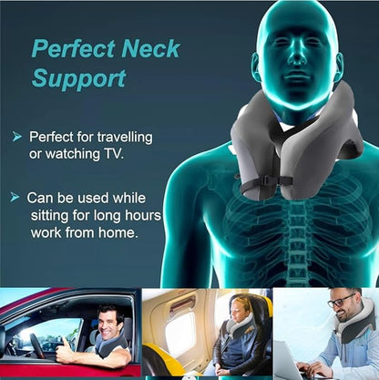 All-Round Head Support Neck Pillow,Memory Foam Travel Neck Pillow for Long Flights, Travel Pillow Comfortable and Breathable is for Car, Train, Bus Trip,Home and office Use (Grey)