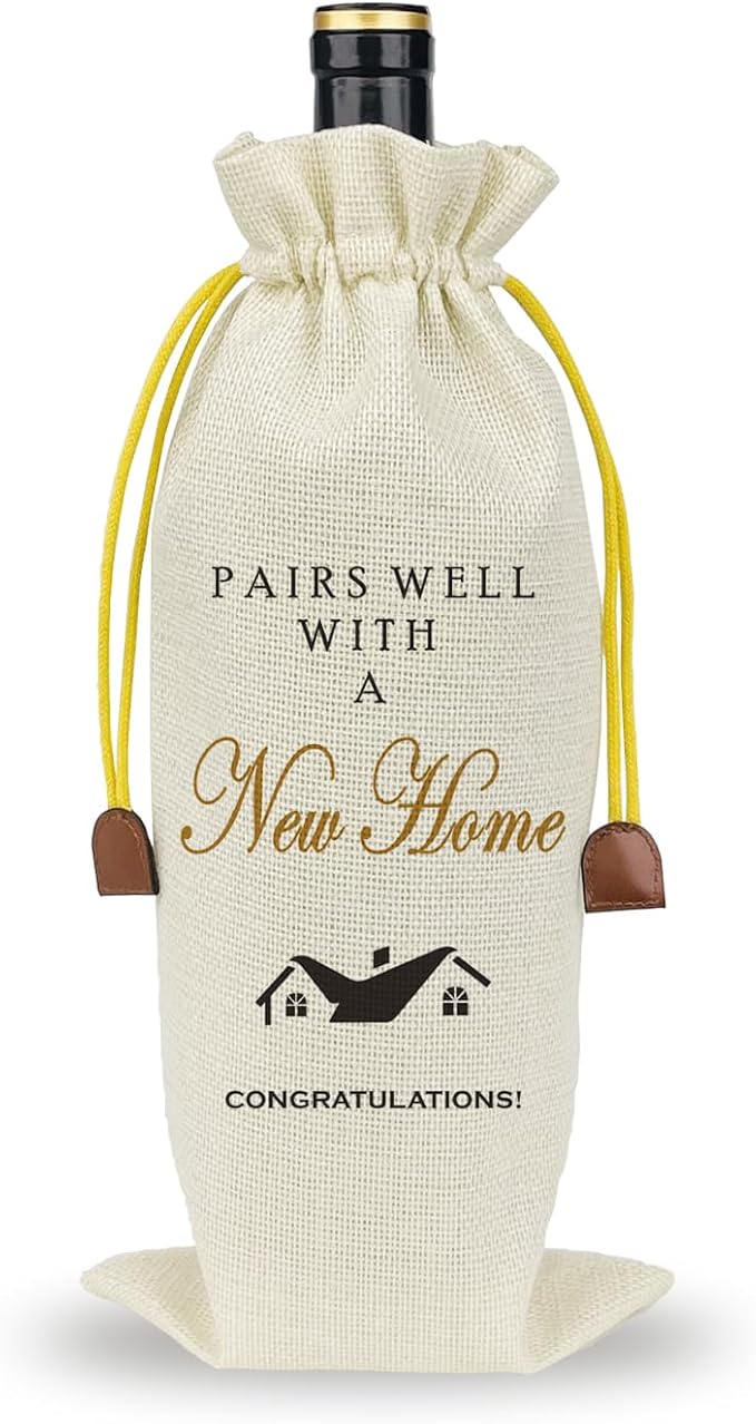 Elegant Wine Gift Bags for Housewarming: Perfect Gifts for New Homeowners, Realtor Gift to Clients, Sweet Home Congrats, New Home Party Decorations