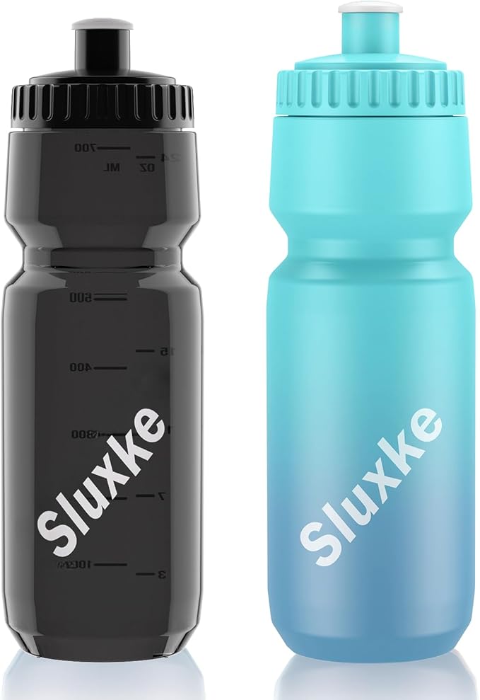 2 Pack Squeeze Water Bottles, 24oz Cycling Water Bottle, 720ml Bike Water Bottles BPA Free for cycling, Running, Hiking etc