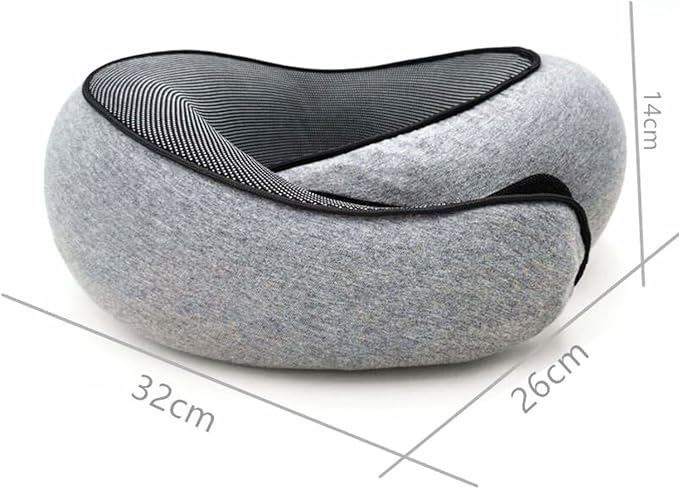 Travel Pillow for Airplane, 100% Memory Foam Neck Pillow, 360° Adjustable, Ergonomic Design & Portable Travel Accessory for Flights, Car & Home Travel Pillow Set With Carry Bag and Eye Mask Dark Grey