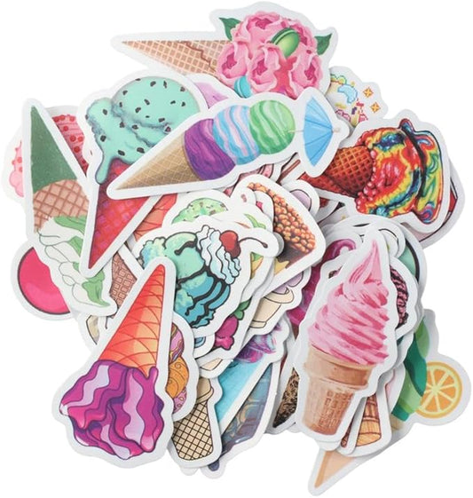 100 Pieces of Cute Sweet Ice Cream Stickers, Ice Cream Food Stickers, Dessert Stickers, Cake Stickers, Laptops, Water Bottles, Teacher Reward Stickers, Household Refrigerator