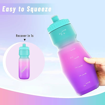 2 Pack Squeeze Water Bottles, 24oz Cycling Water Bottle, 720ml Bike Water Bottles BPA Free for cycling, Running, Hiking etc