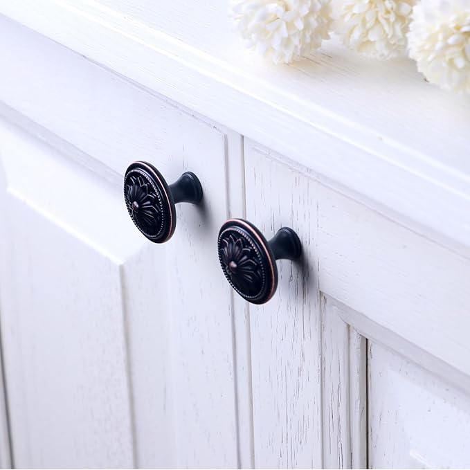 4 Pack Oil Rubbed Bronze kitchen Cabinet Knobs,1-2/5" Furniture Knobs for Cabinets and Drawers Brushed Rubbed Bronze Cabinet Door Knobs for Dresser Drawers Bathroom Dresser Drawer Knob