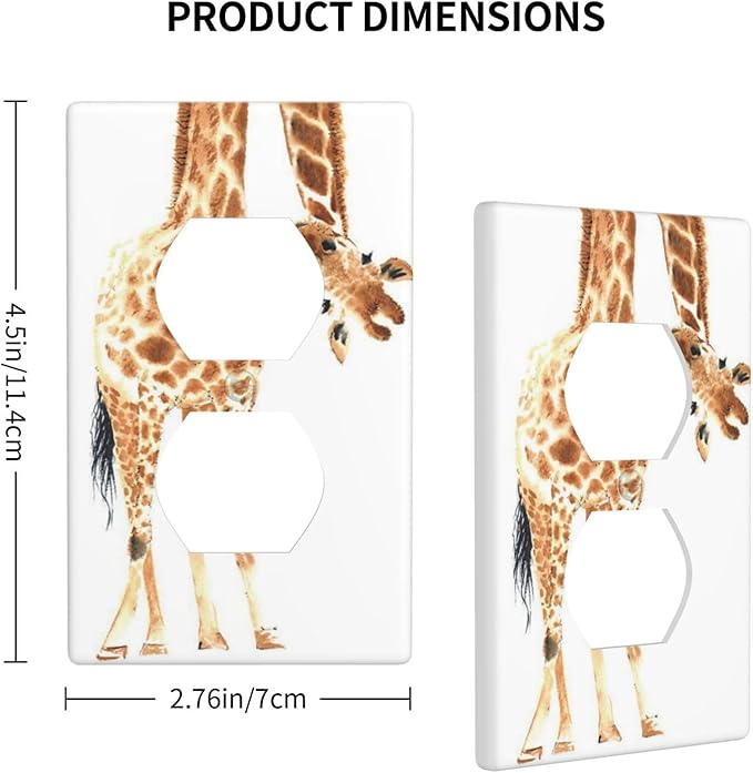 Wild Animal Watercolor Giraffe Light Switch Cover Decorative Duplex Electrical Outlet Plastic Wall Plate Outlet Cover for Women Girls Bedroom Kitchen Living Room Decor 4.5 * 2.76