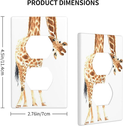 Wild Animal Watercolor Giraffe Light Switch Cover Decorative Duplex Electrical Outlet Plastic Wall Plate Outlet Cover for Women Girls Bedroom Kitchen Living Room Decor 4.5 * 2.76