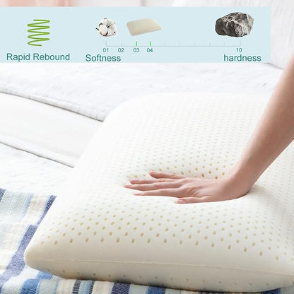 100% Natural Talalay Latex Latex Sleeping Bed Pillow – Luxury Extra Soft Pillow for Side, Back, and Stomach Sleepers - Removable Breathable Cotton Cover - Extra Soft (Queen (Extra Soft))