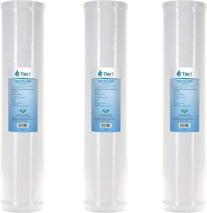 Tier1 25 Micron 20 Inch x 4.5 Inch | 3-Pack Whole House Radial Flow Granular Activated Carbon Block Water Filter Replacement Cartridge | Compatible with Pentek RFC-20BB, SDP-4520, Home Water Filter