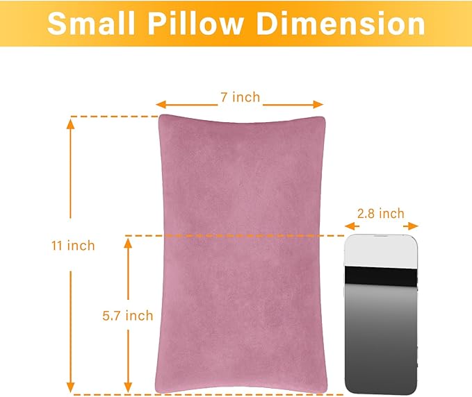 2 Pack Small Pillow, Memory Foam Mini Pillow 11 X 7 Inches for Travel, Sleeping, Nap and Neck, Knee, Lumbar Support, Tiny Pillow Cushion for Pet, Dogs (Purple)