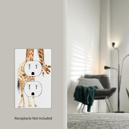 Wild Animal Watercolor Giraffe Light Switch Cover Decorative Duplex Electrical Outlet Plastic Wall Plate Outlet Cover for Women Girls Bedroom Kitchen Living Room Decor 4.5 * 2.76