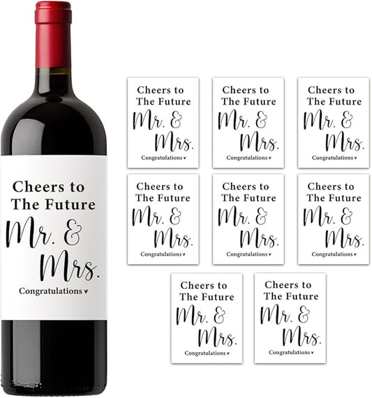 (8 Pcs) Mr And Mrs Wine Labels, Wedding Shower Gifts, Mr And Mrs Bridal Shower Wedding Engagement Party Decorations Gifts Wine Label, Cheers To The Future Mr And Mrs Wine Bottle Labels