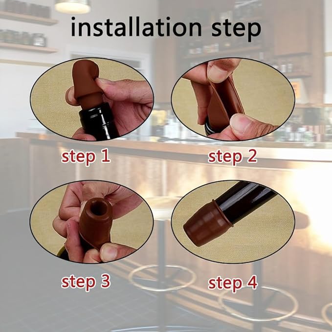 Wine Stoppers for Wine Bottles, Universal reusable wine stoppers, Silicone Wine Stopper Wine Bottle Stopper for Beer, Champagne, Prosecco Home Use (8)