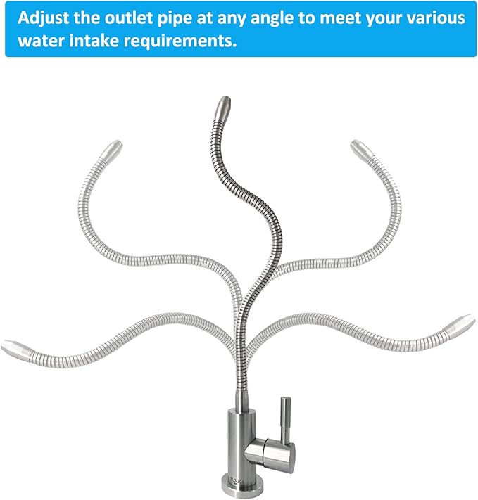 2024 Drinking Water Faucet with Flexible Gooseneck, Lead-Free Beverage Kitchen Water Filter Faucet Fits Most Water Purifier Filter Filtration Systems or Reverse Osmosis Units, SUS304 Stainless Steel