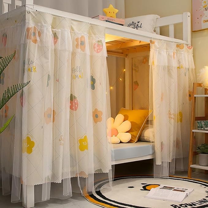 Students Dorm Bunk Bed Curtain Home Privacy Bed Shading Curtain Net Bed Cloth Dustproof Blackout Bed Canopy Bedding Curtain Students Dormitory Tent Lightproof Cloth Bedding Canopy Spread Curtain