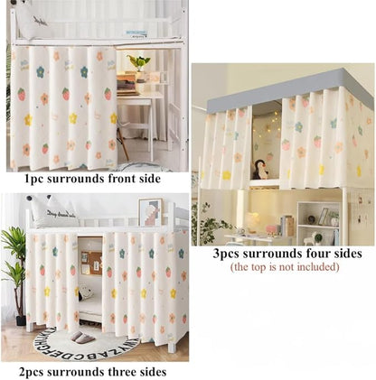 SIQITECHNO 2 Pieces Upper/Bottom Bunk Bed Curtains Dorm Home Blackout Privacy Bed Cloth Curtain Shading Breathable Dustproof Bed Canopy with Rope and Buckles for Kids Teen Loft Bed Single Sleeper