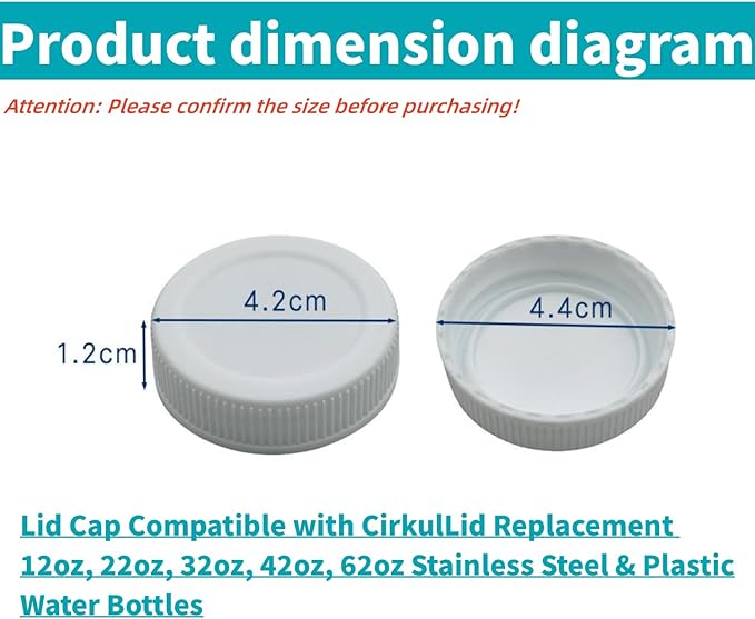 2 Pack Lid for Cirkul Water Bottle, Keeper Caps for Cirkul Water Bottle Compatible with Replacement 12oz, 22oz, 32oz, 42oz, 62oz Stainless Steel & Plastic Water Bottles（white） (2)